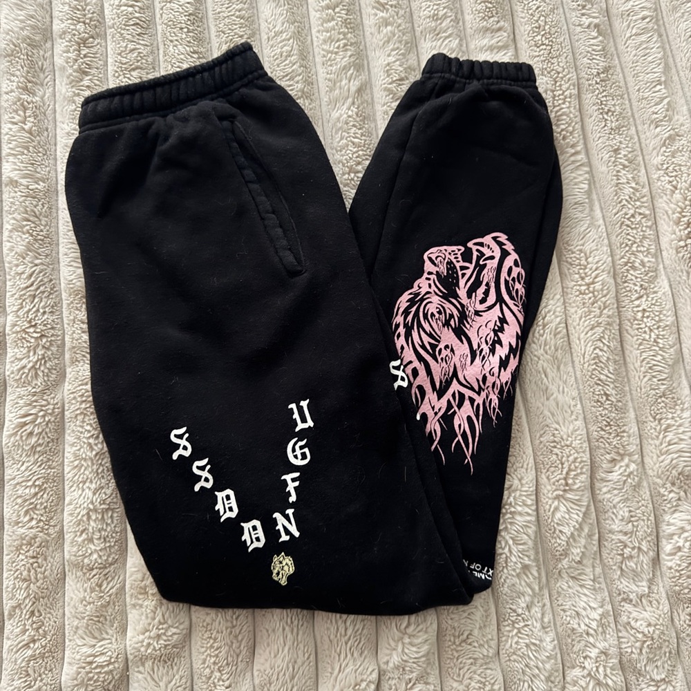 Darc Sport Black Joggers with Pink and White Graphics